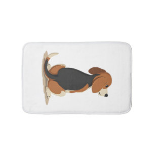 Tapis De Bain Illustration vue arrière du chien Beagle vintage A