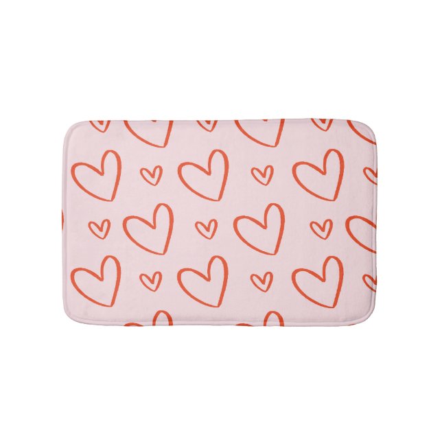 Tapis De Bain Illustrations de coeur rose et rouge (Devant)
