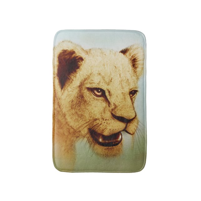 Tapis de bain illustré coloré - lion (Devant (Vertical))