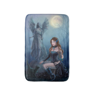 Tapis De Bain Imaginaire belle femme avec chat noir Bath Mat