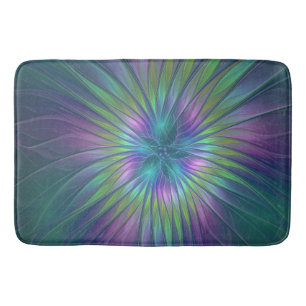 Tapis De Bain Imaginaire brillant coloré Fleur Abstrait Fractal