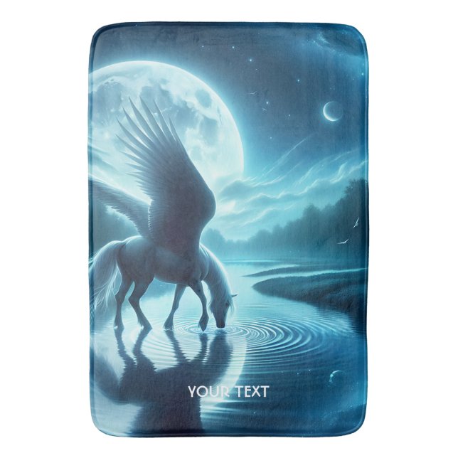 Tapis De Bain Imaginaire Cheval mignon Ailes Lune (devant Vertical)