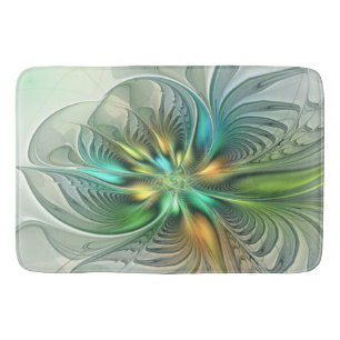 Tapis De Bain Imaginaire coloré Moderne Fleur Abstraite Fractale