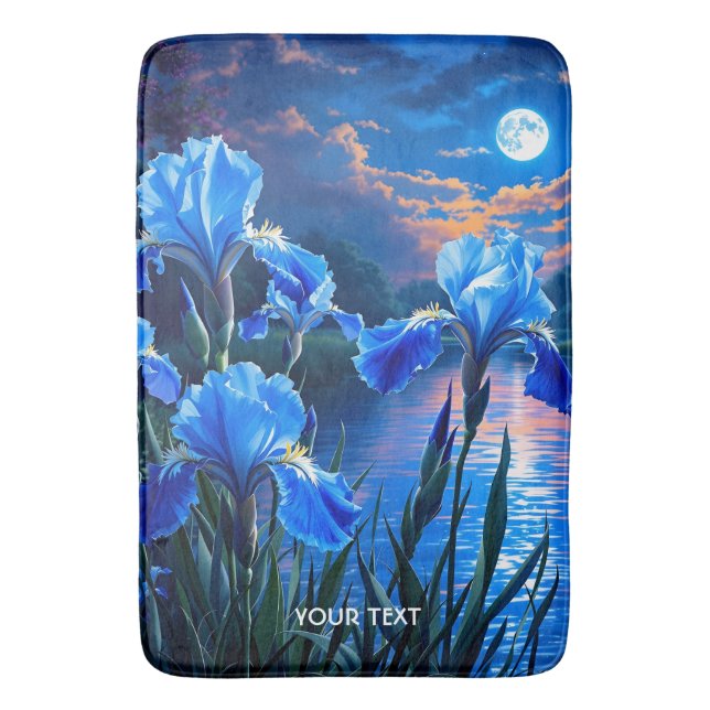 Tapis De Bain Imaginaire Cute River Blue Irises (devant Vertical)