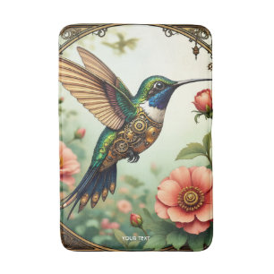 Tapis De Bain Imaginaire Cute Steampunk Fleurs d'oiseaux