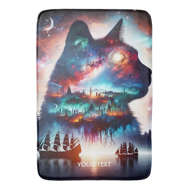 Tapis De Bain Imaginaire de beaux rêves Space Cat (devant Vertical)