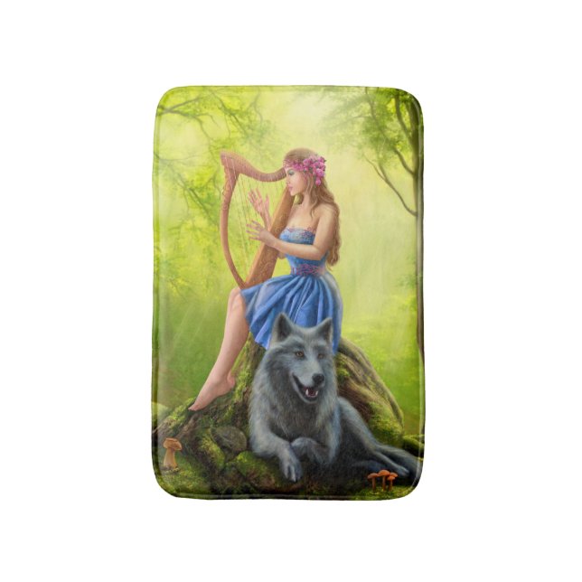 Tapis De Bain Imaginaire fille fée et ami loup Bath Mat (Devant (Vertical))