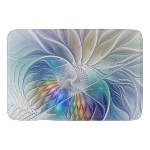 Tapis De Bain Imaginaire Floral, Fleur Fractale Abstraite coloré