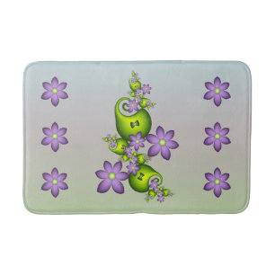 Tapis De Bain Imaginaire Floral Fleurs Lilac Formes vertes Fract