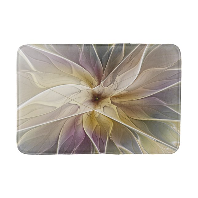 Tapis De Bain Imaginaire Floral Gold Eggplant Art Fractal Abstra (Devant)