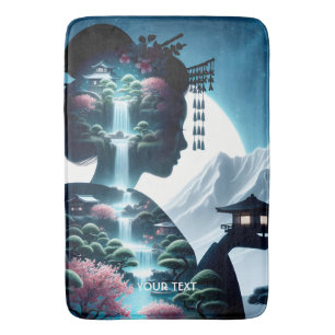 Tapis De Bain Imaginaire jolie Japonaise paysage fille japonaise