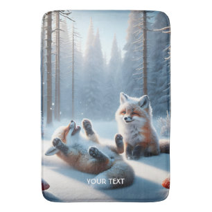 Tapis De Bain Imaginaire mignon deux bébés renards