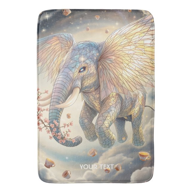 Tapis De Bain Imaginaire mignon éléphant volant Sakura (devant Vertical)
