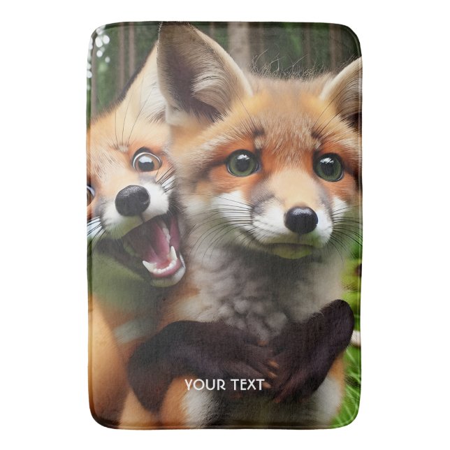 Tapis De Bain Imaginaire Mignonne Forêt de Deux Foxes (devant Vertical)