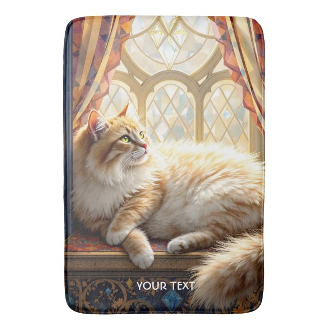 Tapis De Bain Imaginaire mûre fenêtre matin Chat (devant Vertical)
