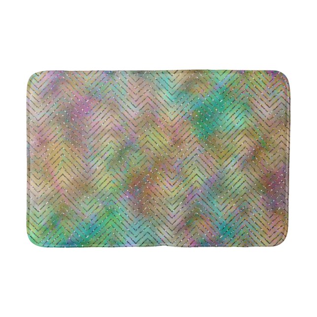 Tapis De Bain Impression à motif chevron de lumières arc-en-ciel (Devant)