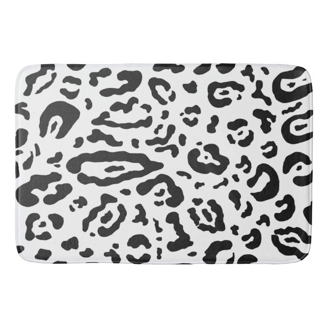 Tapis De Bain Impression animale léopard guépard noir et blanc (Devant)