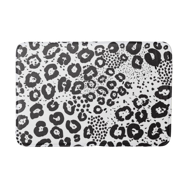 Tapis De Bain Impression animale noir blanc léopard des neiges g (Devant)