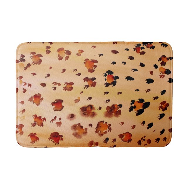 Tapis De Bain Impression aquarelle animalière imprimé léopard or (Devant)