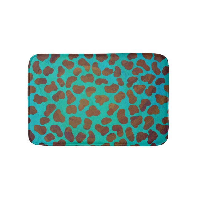 Tapis De Bain Impression Brown et Turquoise dalmate (Devant)
