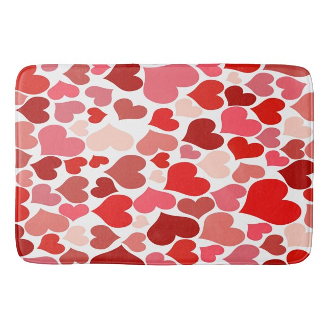 Tapis De Bain Impression cardiaque rouge et rose (Devant)