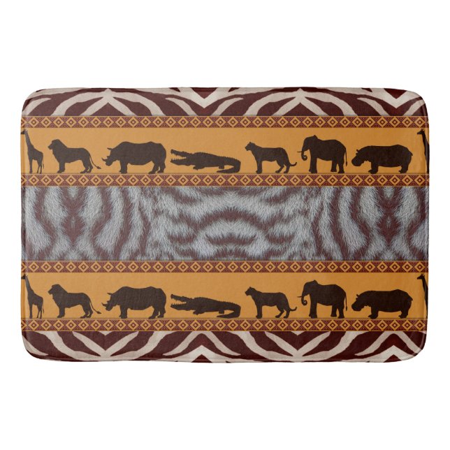 Tapis De Bain Impression d'animal de Tigre Blanc Tribal Africain (Devant)
