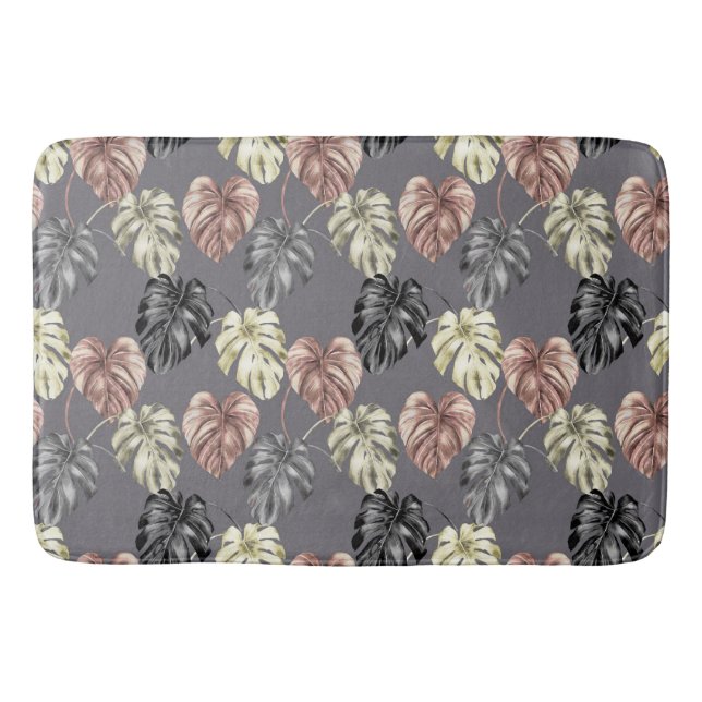 Tapis De Bain Impression d'animaux tropicaux et série de verdure (Devant)