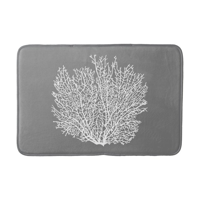 Tapis De Bain Impression de corail de ventilateur, Argent pâle s (Devant)