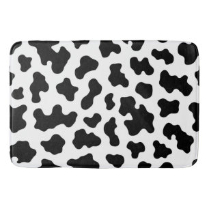 Tapis De Bain Impression de cuir de vache noir et blanc