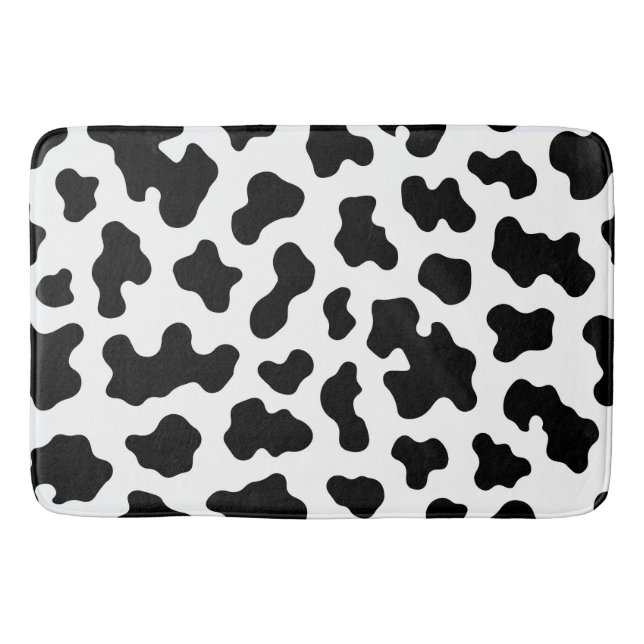 Tapis De Bain Impression de cuir de vache noir et blanc (Devant)