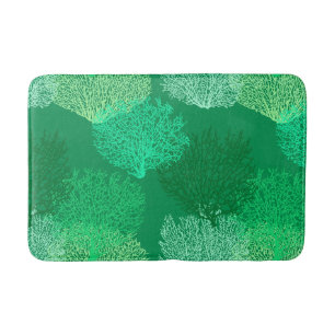 Tapis De Bain Impression de fan Coral, Nuances de Jade Green Bat
