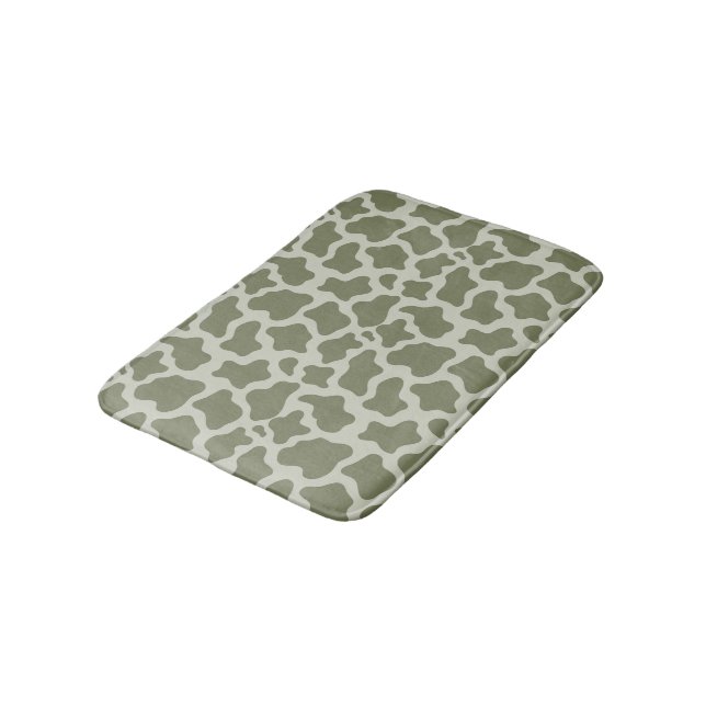 Tapis De Bain Impression de vache verte Sage (Angle)