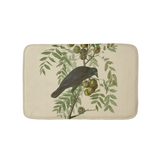 Tapis De Bain Impression d'oiseau Grackle violet d'Audubon Botan (Devant)