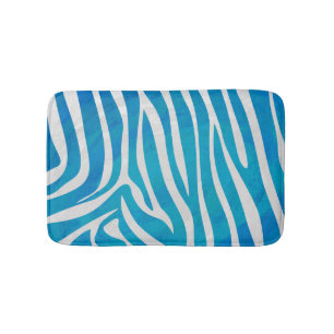 Tapis De Bain Impression en bleu et blanc Zebra
