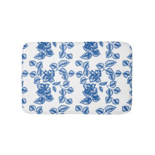 Tapis De Bain Impression Flore bleue Delft-LIke