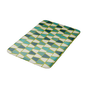 Tapis De Bain Impression géométrique turquoise moderne du milieu