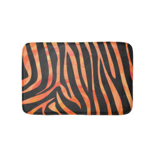 Tapis De Bain Impression noire et orange Zebra