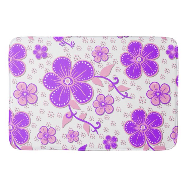 Tapis De Bain Impression simple de fleurs à l'aquarelle violette (Devant)