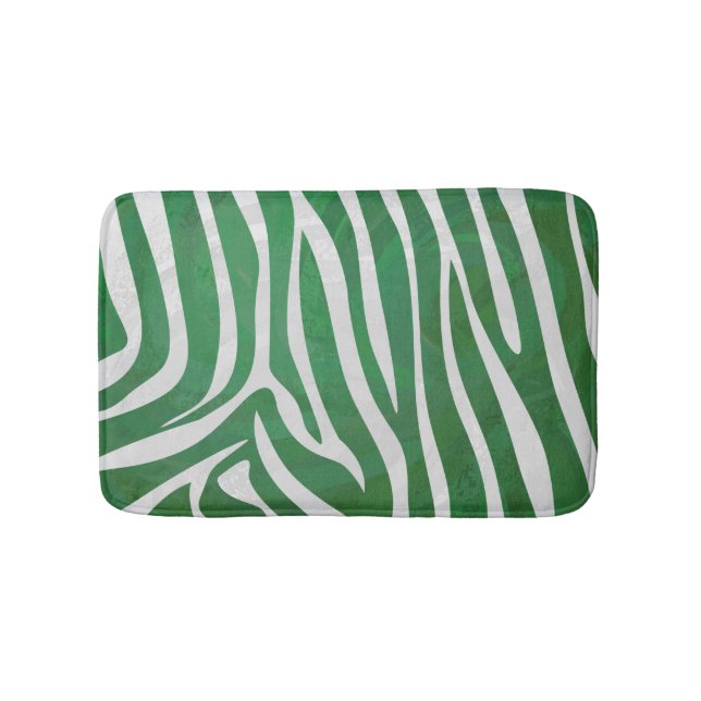 Tapis De Bain Impression verte et blanche Zebra (Devant)