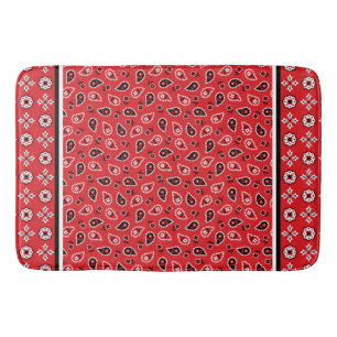 Tapis De Bain Imprimantes Boho Bandana Rouge