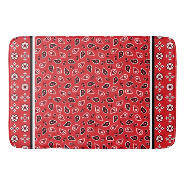 Tapis De Bain Imprimantes Boho Bandana Rouge (Devant)