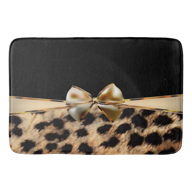 Tapis De Bain Imprimé animal noir et or léopard guépard (Devant)