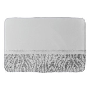 Tapis De Bain Imprimé animalier exotique glamour Zèbre argent bl
