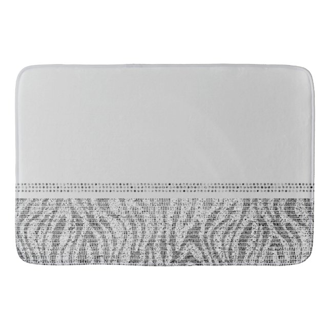 Tapis De Bain Imprimé animalier exotique glamour Zèbre argent bl (Devant)