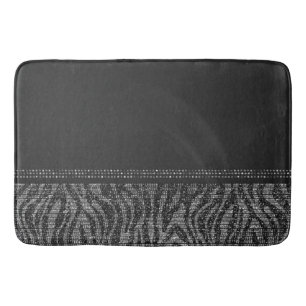 Tapis De Bain Imprimé animalier sauvage zèbre noir et argent Exo