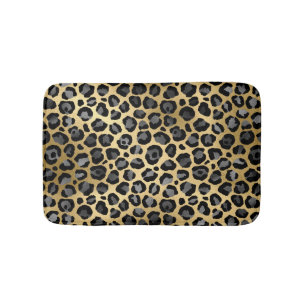 Tapis De Bain Imprimé léopard élégant gris, noir et or