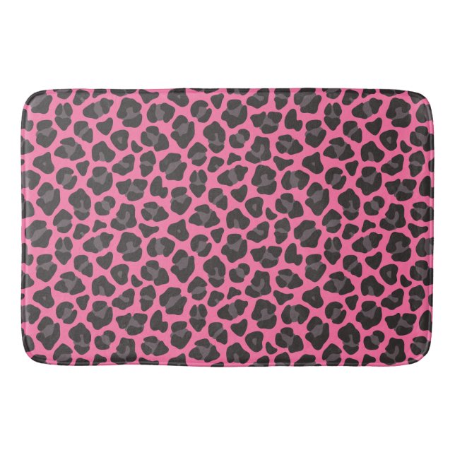 Tapis De Bain Imprimé léopard rose gris (Devant)