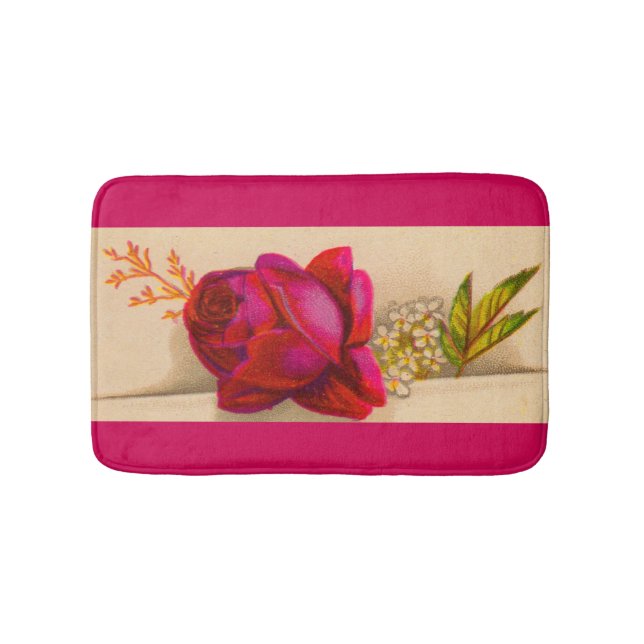 Tapis De Bain imprimé rose rouge victorien (Devant)