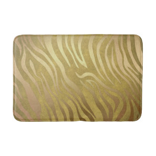 Tapis De Bain Imprimé Zèbre Bronze Doré Safari Glam Jungle