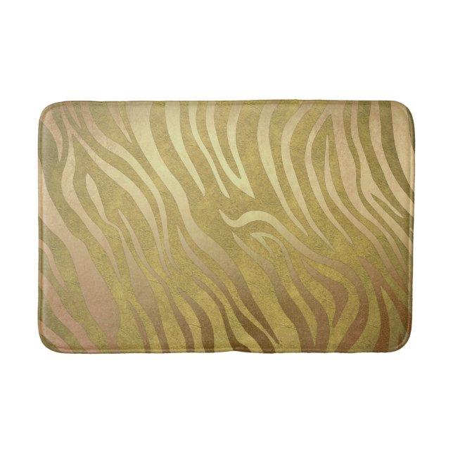 Tapis De Bain Imprimé Zèbre Bronze Doré Safari Glam Jungle (Devant)
